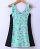 LOBSTER  Sleeveless Frock Swimsuit with Feather Print -  Green