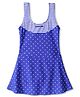 LOBSTER  Sleeveless Frock Swimsuit with Striped & Polka Dot Print - Blue