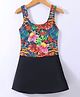 LOBSTER  Sleeveless Frock Swimsuit with Floral Print - Black