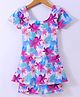 LOBSTER  Half Sleeves Frock Swimsuit with Floral Print - Multicolour