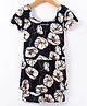 LOBSTER  Half Sleeves Frock Swimsuit Floral Print - Black