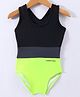 LOBSTER  Sleeveless V Cut Swimsuit with Text Print - Black
