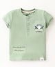 Cucumber Lycra Half Sleeves T-Shirt Baseball Print - Green