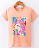 Cucumber Sinker Half Sleeves T-Shirt Unicorn Print - Peach