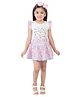 Tiny Girl Cap Frill Sleeves Leaves & Floral Printed Knitted Top With Coordinating Skirt - Pink