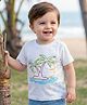 Babyoye 100% Cotton Knit Half Sleeves T-Shirt With Palm Tree Print- Blue