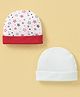 Ben Benny Cotton Knit Caps Solid & Star Print Pack of 2 White- Diameter 9 cm