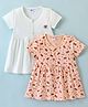Ben Benny Cotton Knit Half Sleeves Candies Printed Frocks Pack of 2 - White & Peach