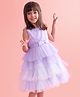 Babyhug Woven Sleeveless Layered Party Wear Tiered Dress with Bow Applique - Lavender