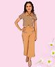 Cutecumber Half Sleeves Striped Top & Pant Set - Brown