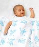 Kaarpas Premium Organic Cotton 3 Layered Muslin Blanket Sparrow Print Large - White & Blue