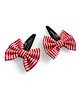 Knotty Ribbons Striped Bow Hair Clip - Red