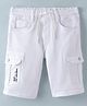 Ruff Denim Washed Shorts with Text Print - White