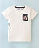 RUFF Lycra Knit Half Sleeves T-Shirt Text Print - Off White