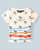 Ruff Half Sleeves T-Shirt Beach Theme Print - Off White