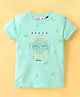 Ruff Cotton Knit Half Sleeves T-Shirt with Beach Theme  Print -  Mint