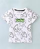 Ruff Cotton Knit Half Sleeves T-Shirt with Game Controller Print - White