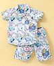 Ruff Poplin Woven Half Sleeves Shirt And Shorts Set Tiger Print - White