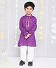 KID1 Full Sleeves Bandhani Printed & Lace Embellished Kurta With Pyjama - Purple