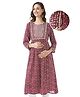Bella Mama Woven Three Fourth Sleeves Bandhani Print With Highlight Yoke Maternity Kurta - Maroon