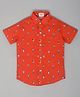 YOUMAA 100% Cotton Knit Half Sleeves Surf Board   Printed Shirt  - Red