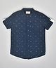 YOUMAA 100% Cotton Half Sleeves Abstract Printed Shirt - Blue