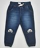 YOUMAA Light Washed Panda Detailed Joggers - Blue