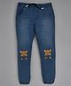 YOUMAA Light Washed Tiger Detailed Joggers - Blue