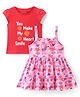 Babyoye Cotton Frock with Cap Sleeves Inner Tee Floral Print - Pink & Red