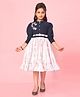 Aarika Georgette Three Fourth Sleeves Floral Detailed Dress - Pink & Navy Blue