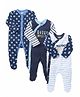 Mothercare Full Sleeves Sleepsuits Pack of 3 - White Navy Blue