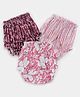 Halemons Pack of 3 Pure Cotton Striped & Floral Printed Bloomers - peach