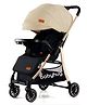 Babyhug Stroller with Reversible Handle Adjustable Backrest & Canopy - Khaki| Concealed Link Brake| Suspension Wheels| Removable Food Tray