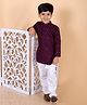 MoMaa Full Sleeves Checked Sequin Embellished Kurta & Pyjama Set - Wine Purple