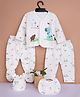 Baby Moo Animal Print Cap Bib Pyjamas 5 Pcs Clothing Gift Set - White