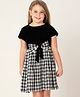 Cherry Crumble By Nitt Hyman Half Sleeves Bow Detailed Plaid Checked Dress - Black
