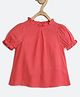 Chuppan Chupai Rayon Half Puff Sleeves Solid Top - Coral