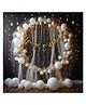Bubble Trouble 50 Pc Cabana Theme Party Combo- White Gold Chrome Confetti Balloons With Fairy LED Lights | Happy Birthday Party Decoration Set Combo For Kids Boys Girls Adult Husband, Wife