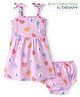 Babyoye Cotton Knit Singlet Sleeves Hearts Printed Frock with Bloomer - Pink
