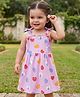 Babyoye Cotton Knit Singlet Sleeves Hearts Printed Frock with Bloomer - Pink