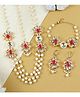 Asthetika Set Of 4 Kundan Stone Embellished Jewellery Set - Red