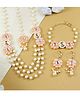 Asthetika Set Of 4 Kundan Stone Embellished Jewellery Set - Pink