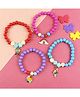 Asthetika Set Of 4  Beads Embellished  Bracelets -  Red Pink Blue Purple