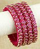 Asthetika Set Of 4  Silk Thread &  Kundan Stone Embellished Bangles - Pink