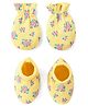 Babyhug 100% Cotton Mittens & Booties Floral Print - Yellow