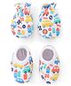 Babyhug 100% Cotton Mittens & Booties Vehicle Print - White