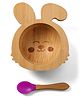 Rabbit Shaped Bamboo Wooden Bowl with Spoon - Purple