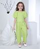 Peppermint Half Balloon Sleeves Schiffli Embroidered Co Ord Set - Green
