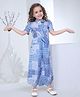 Peppermint Half Sleeves Abstract Printed Co Ord Set -  Sky Blue