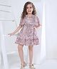 Peppermint Half Sleeves Floral Printed Party Dress - Brown